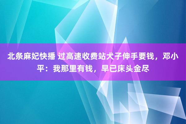 北条麻妃快播 过高速收费站犬子伸手要钱，邓小平：我那里有钱，早已床头金尽