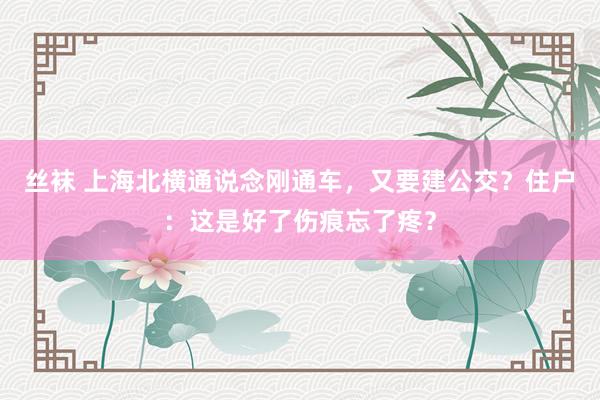 丝袜 上海北横通说念刚通车，又要建公交？住户：这是好了伤痕忘了疼？